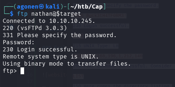 ftp login successful