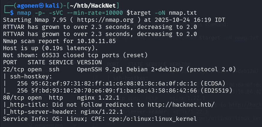 nmap results