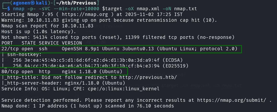 nmap results
