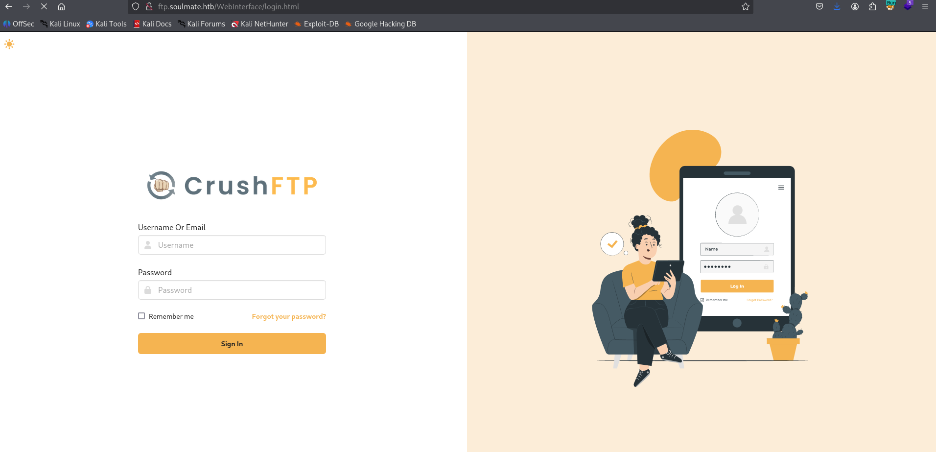 crush ftp login page