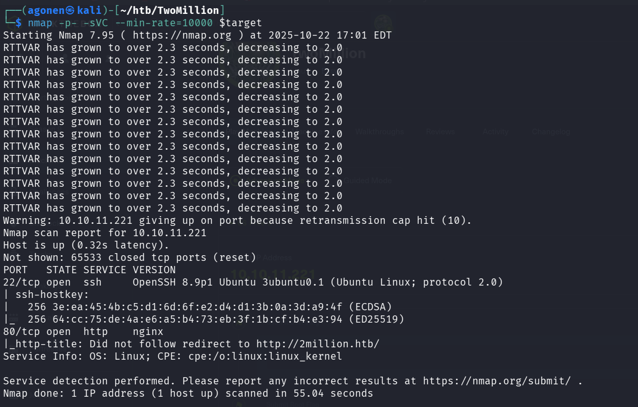 nmap results