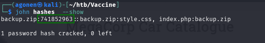 get password for zip