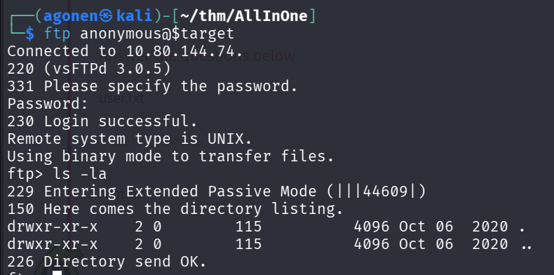empty ftp anonymously server
