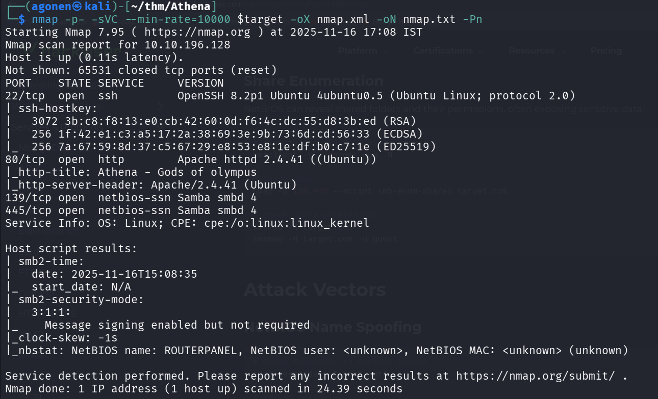 nmap results