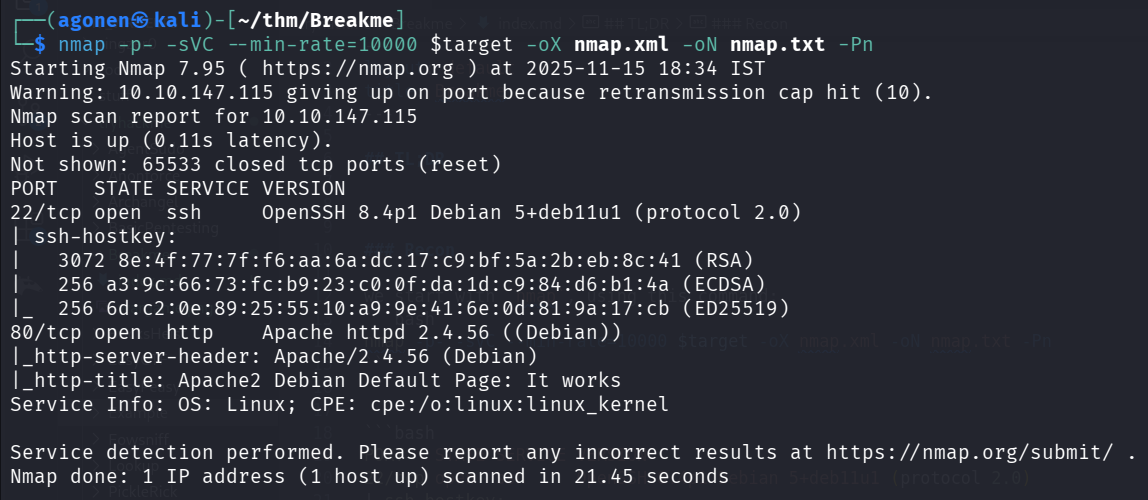 nmap results