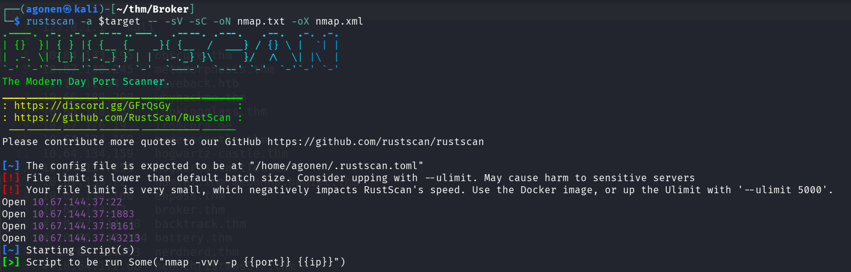 rustscan results