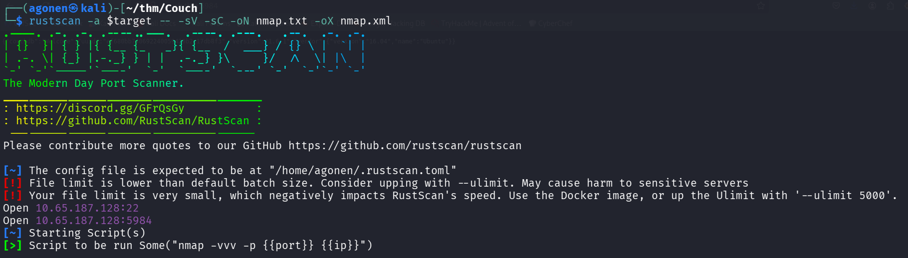 rustscan results