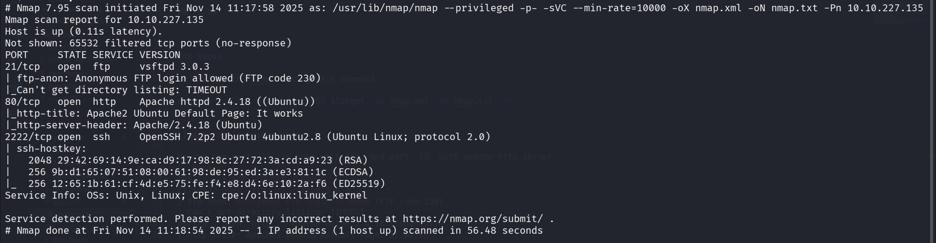 nmap results