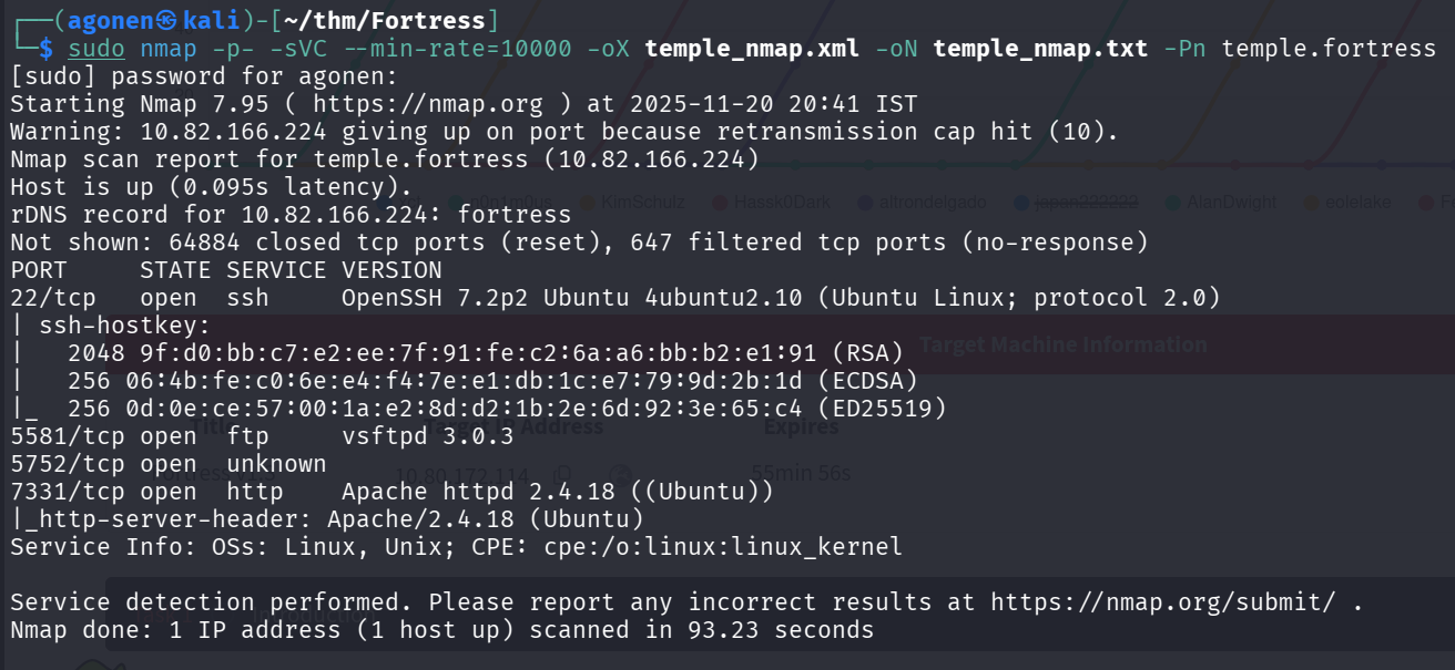 nmap results