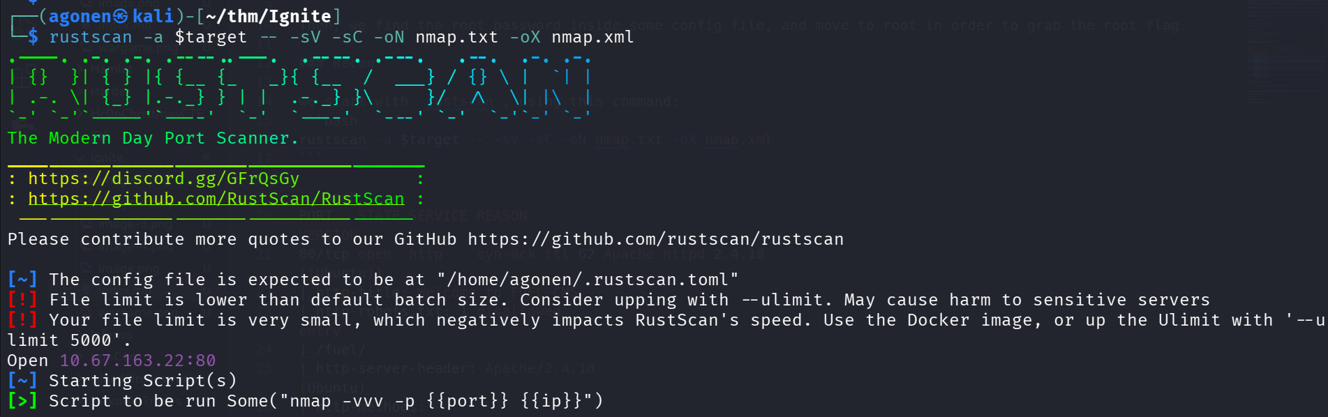 rustscan results