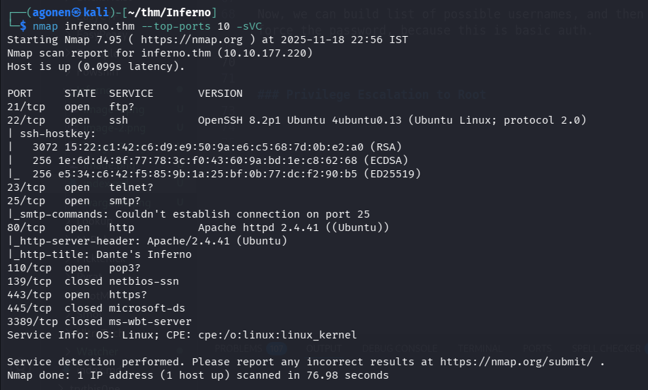 nmap results