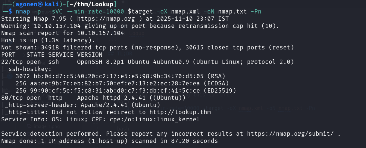 nmap results