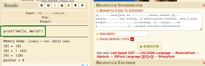 decode brainfuck
