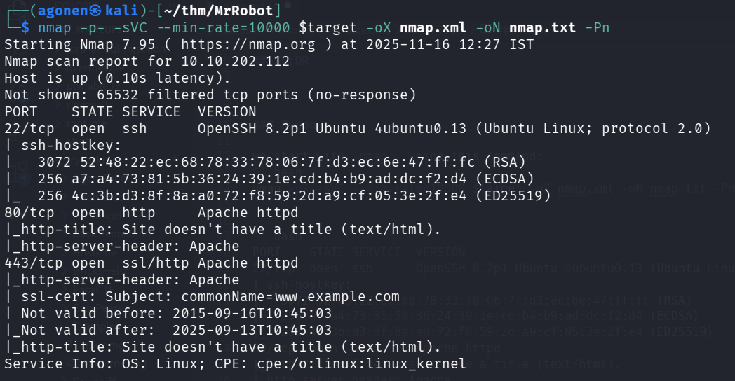 nmap results