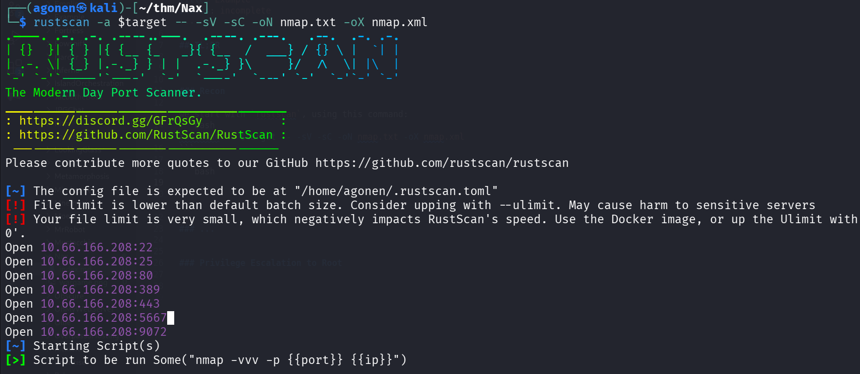 rustscan results