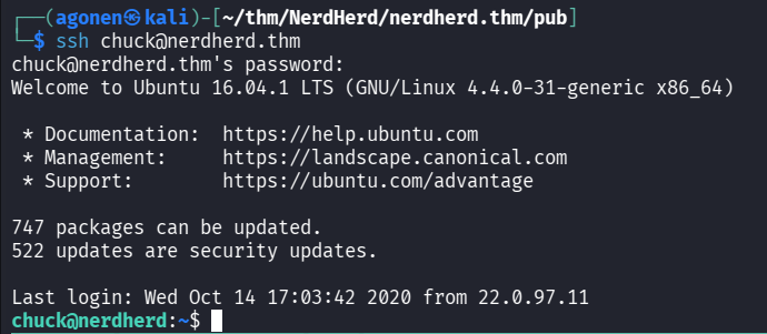 ssh chuck