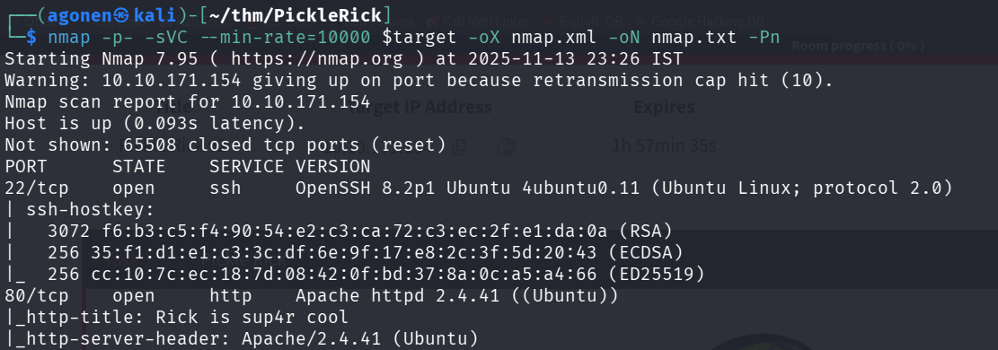 nmap results