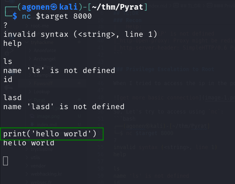 send python commands