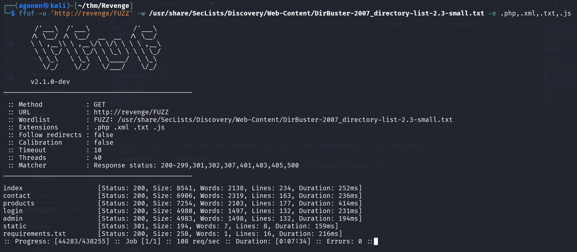 ffuf find requirements.txt