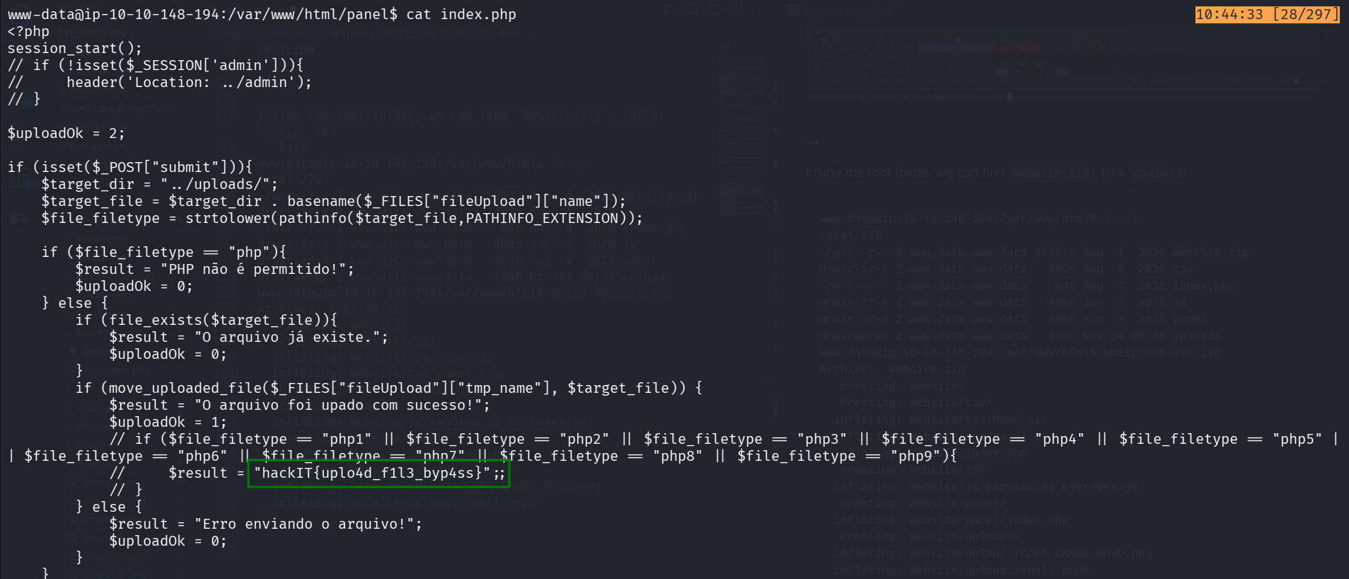 find hidden flag inside panel/index.php