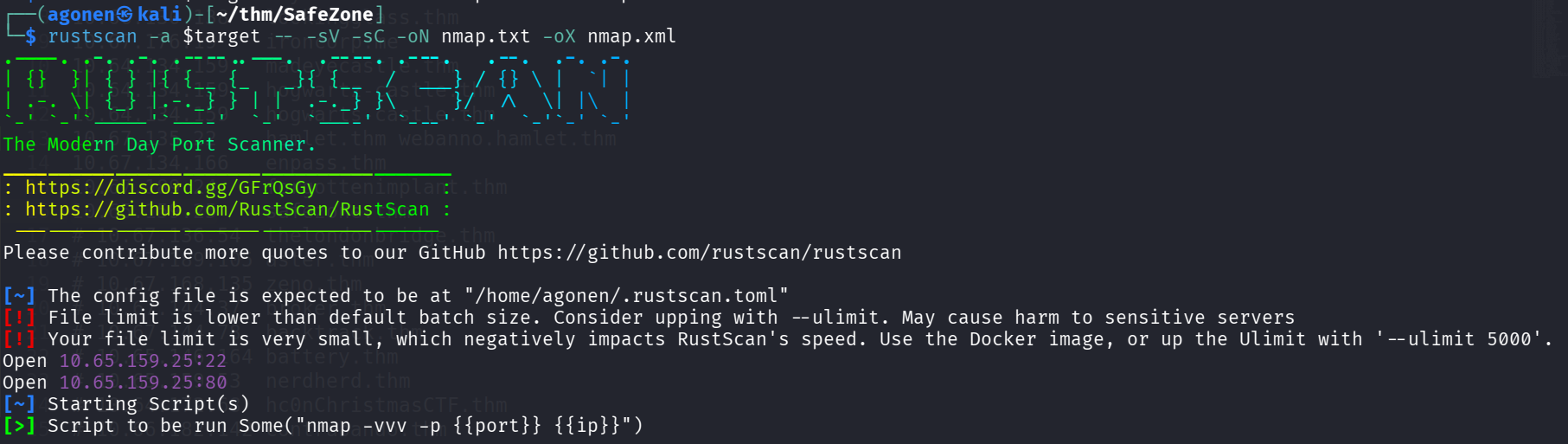 rustscan results