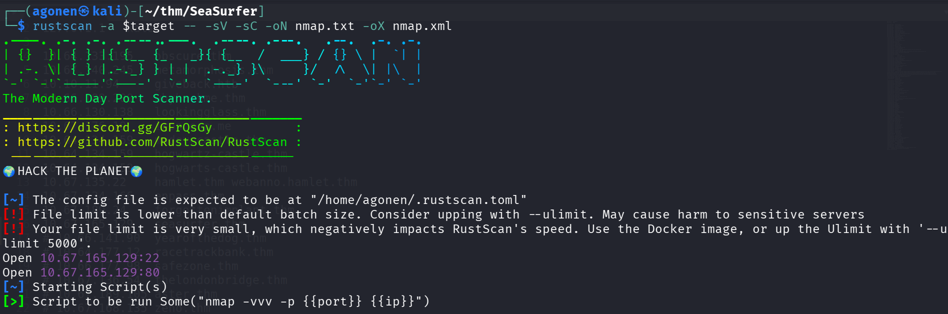 rustscan results
