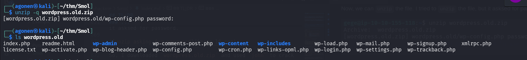 unzip with the password