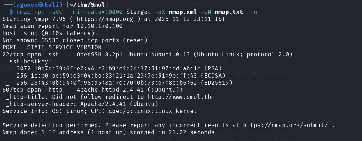 nmap results
