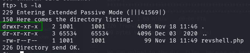 write permissions on dir