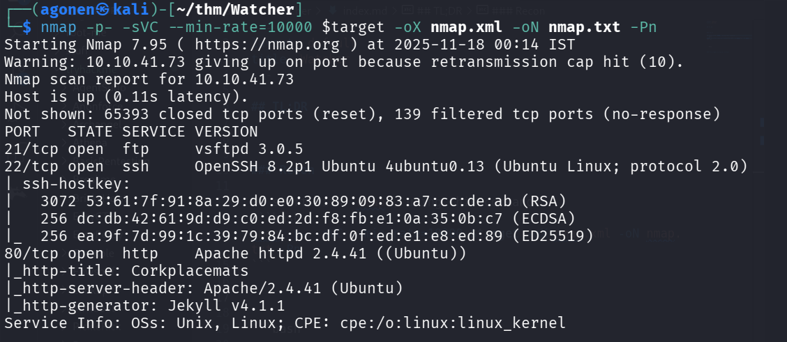nmap results