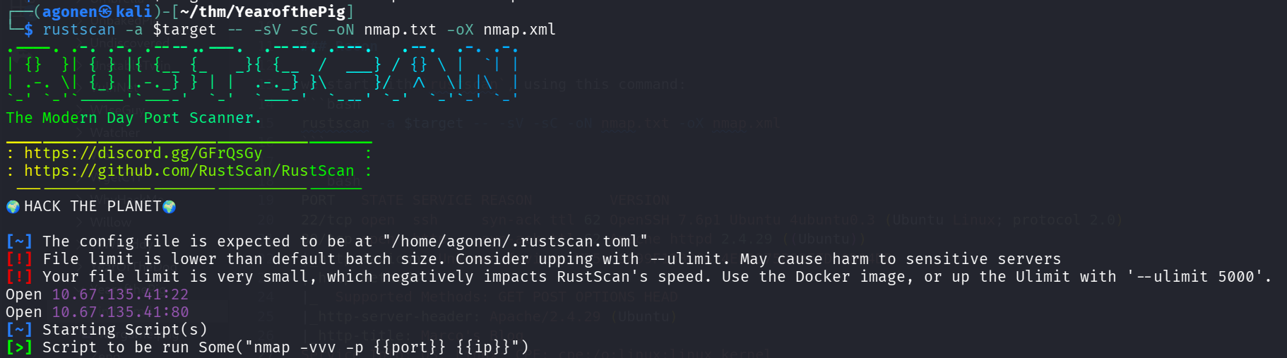 rustscan results